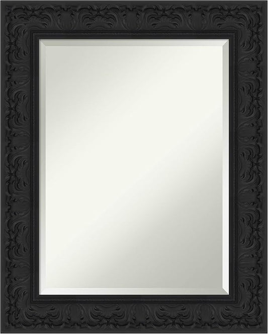 Amanti Art Black Bathroom Mirror for Over Sink, 31x25 Luxe Black Rectangle Vanity Mirror, Medium Traditional Frame, Hangs Horizonally and Vertically, Bathroom Wall Decor, Beveled Edge
