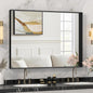 DENRICK 20X36 Wall Mounted Large Bathroom Mirror Black Bathroom Rectangular Vanity Mirror Matte Black Wall Mirror Metal Framed Farmhouse Mirrors Aluminum Frame Modern Rectangle Mirrors