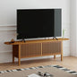 HollyHOME Bamboo TV Stand with Storage for TVs up to 65", Modern Entertainment Center with Fence Door, Accent TV Table with 2 Shelf, Media Console TV Stand for Living Room, Bedroom, Walnut