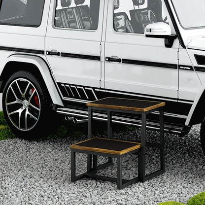 Step Stool for Adults,Holds up to 500Lb,3 in1 Heavy Duty Sturdy Two StepStools for Kichen/Bathroom/High beds, Wooden&Metal Frame, Non-Slip Pads
