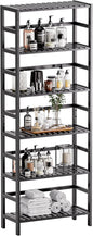 HITNET Bamboo Bookshelf, 6-Tier Tall Open Bookcase with Adjustable Shelves, Floor Standing Storage Shelf Unit for Living Room Bathroom Home Office, Black