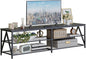 TV Stand for TVs up to 75 Inch, 70" Long Industrial TV Console Table with 3-Tier Storage Shelves, Entertainment Center for Living Room, Bedroom (Black)