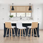 Vienna Modern Counter Height Swivel Bar Stool with White Faux Leather Seat and Patterned Oak Wood Frame Set of 3