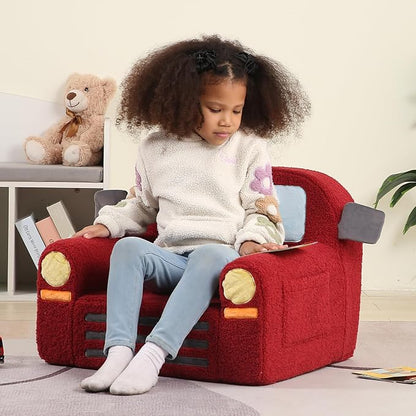 Comfy Toddler Chair, Kids Fire Engine Couch for Boys, Fire Truck