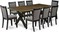 East West Furniture X677MZ650-9 9 Piece Dining Set Includes a Rectangle Dining Room Table with X-Legs and 8 Dark Gotham Grey Linen Fabric Upholstered Chairs, 40x72 Inch, Multi-Color