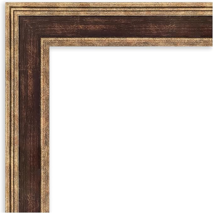 Amanti Art Bronze Bathroom Mirror for Over Sink, 26x22 Ridge Light Bronze Rectangle Vanity Mirror, Small Traditional Frame, Hangs Horizonally and Vertically, Bathroom Wall Decor, Beveled Edge