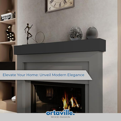 72" Floating Mantel Shelf - Modern White Fireplace Mantel with Matte Lacquer Finish for Living Room Elegance (72", Slate Grey)