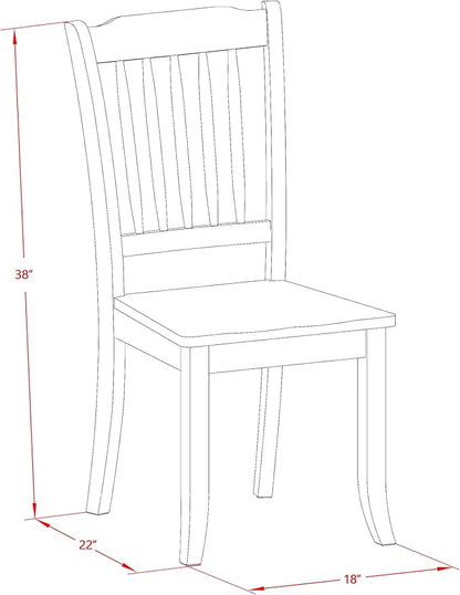 East West Furniture MZDA3-WHI-W 3 Piece Dining Table Set for Small Spaces Contains a Rectangle Dining Room Table with Dropleaf and 2 Wooden Seat Chairs, 36x54 Inch, Buttermilk & Cherry