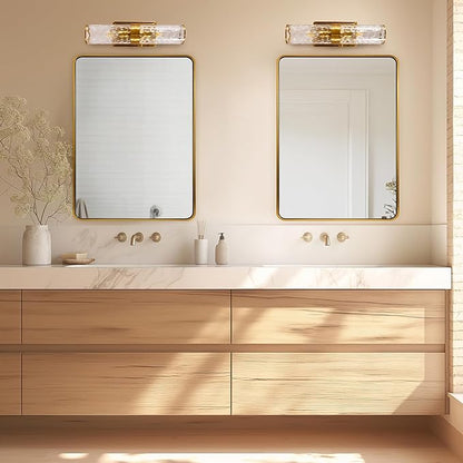 ANDY STAR Gold Bathroom Mirror for Wall, 30x36’’ Brushed Gold Rounded Rectangle Mirror for Vanity in SUS304-Anti-Rust, Wall-Mounted Horizontal/Vertical 1’’ Deep