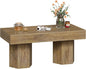GiftGo Coffee Table Mid Century Modern Center Living Room Table Farmhouse Wooden Rectangle Cocktail Tea Table for Office (Light Brown, L-39.37)