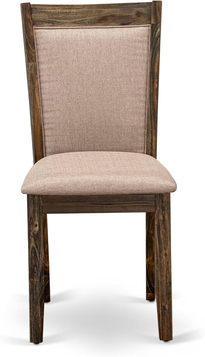 East West Furniture V797MZ716-7 7 Piece Dining Table Set Consist of a Rectangle Kitchen Table with V-Legs and 6 Dark Khaki Linen Fabric Parson Dining Chairs, 40x72 Inch, Multi-Color