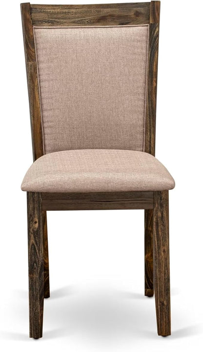 East West Furniture V727MZ716-6 6 Piece Dining Set Contains a Rectangle Dining Room Table with V-Legs and 4 Dark Khaki Linen Fabric Upholstered Chairs with a Bench, 40x72 Inch, Multi-Color