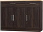 Shintenchi Modern Farmhouse Sideboard Buffet Cabinet,Barn Doors Buffet Cabinet with 2 Drawers & 3 Doors,Wood Coffee Bar Cabinet with Adjustable Shelf for Kitchen Living Room,Brown