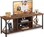WLIVE TV Stand up to 65 Inch TV, 55" Entertainment Center, Industrial TV Console with Open Storage Shelf for Living Room and Bedroom, Rustic Brown