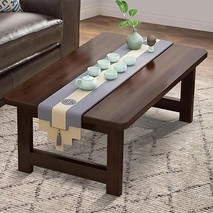 Japanese Floor Sitting Table, Folding Wood Tea Table Chabudai Japanese Coffee Table Low Table for Living Room Home Tatami Office (A 47.2 * 19.6 * 13.7 INCH)