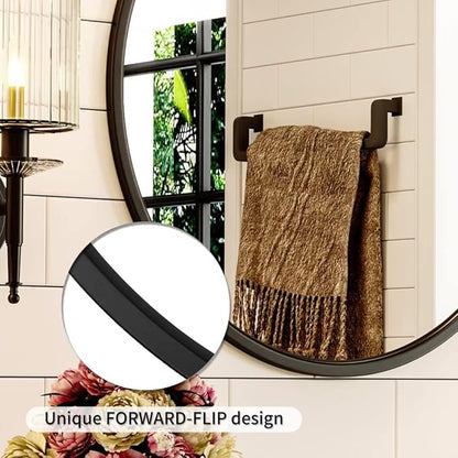 Growsun 30'' Black Round Mirror, Circle Wall Mirror for Bathroom Vanity, Entryway Living Room with Metal Frame for Home Decor