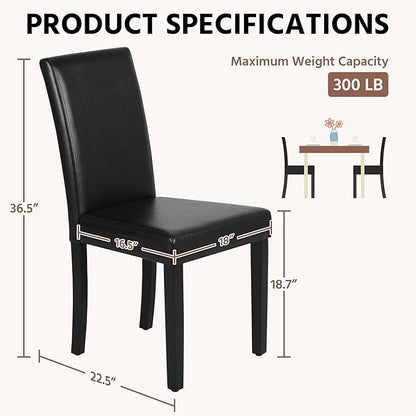 Yaheetech Dining Chairs Set of 6 Faux Leather Modern Dining Room Chairs with Rubberwood Legs and Padded Seat for Kitchen/Living Room/Restaurant, Black