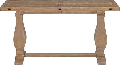 Martin Svensson Home Napa Solid Wood Pedestal Flip-Top Sofa Console Table, Driftwood