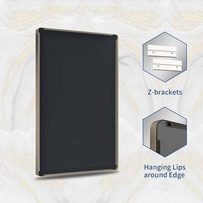 WEER Bronze Bathroom Mirror 48x36 Inch, Farmhouse Oil Rubbed Bronze Mirror for Wall, Aluminum Alloy Brushed Bronze Metal Frame Mirror for Vanity, Tempered Glass, Anti-Rust (Horizontal/Vertical)