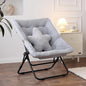 Welnow Comfy Saucer Chair, Oversized Folding Reading Chair for Adults with Throw Pillow Soft Faux Fur Lounge Chair for Bedroom Furry Accent Chair for Living Room, Dorm Rooms, Grey