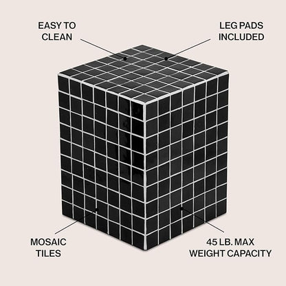 JONATHAN Y END2000L Callista 18" Modern Bohemian Ceramic Tiled Rectangle End Table, Side Table, Accent Table for Living Room, Bedroom, Black/White