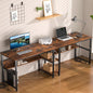 78.74" Two Person Desk with 2 Power Strips, Double Desk with Shelves, Long Computer Desk for Two People, Wood Writing Desk Workstation for Home Office, 23.62"D x 78.74"W x 29.52"H, Rustic Brown