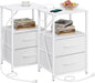 TUTOTAK End Table with Charging Station, Side Table with 2 USB Ports and Outlets, Nightstand with Cloth Drawer, Set of 2, Couch Table, White TB01BW052