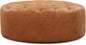 Poly & Bark Ascot Ottoman – 40" Round Pouf with Feather-Down Topper – Full-Grain Leather Upholstered Pouf Ottoman for Living Room – Vintage Italian Leather in Cognac Tan