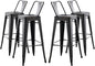 AC Pacific 30” Metal Barstool Set of 4 – Country Rustic Style with Low Back, Lightweight & Sturdy Build, Easy Assembly – Distressed Black