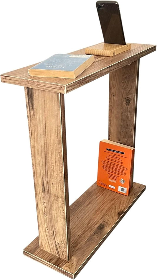 Very Narrow Side Table for Living Room, Small Apartment Space Between Chairs Skinny Table for Recliner, Couch, Armchair, Thin Slim End Table for Living Room, Bedroom, Beverages (Natural)