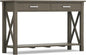 SIMPLIHOME Kitchener Console Table - 47 Inch Wide Solid Wood Sofa Table in Farmhouse Grey, Contemporary Storage Table for Entryway or Living Room with 2 Drawers, Bottom Shelf, and X-Design Side Panels