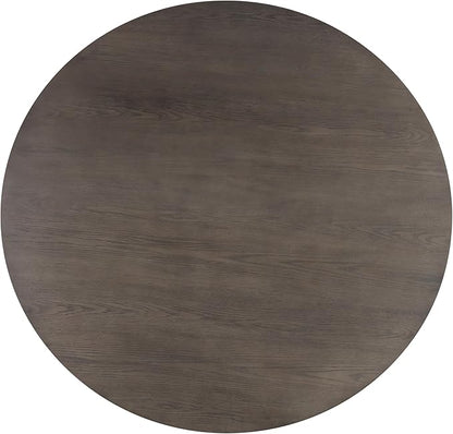 Furniture of America Lioren Modern 54-inch Round Dining Table with Turned Pedestal Base and Two-Tone Design, Seats up to 4 for Home Kitchen, Living Room, Espresso