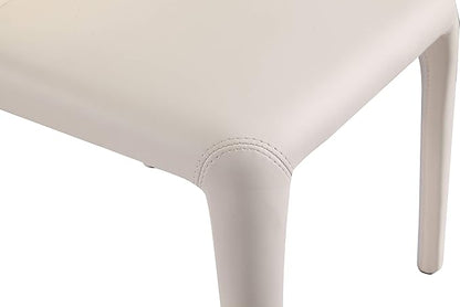 Manhattan Comfort Conrad Mid Century Modern Dining Chairs Woven Tweed Upholstered Kitchen Furniture with Contoured Back, Foam Padding & Metal Legs, Set of 2, Cream