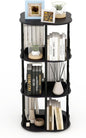 3-Tier Rotating Bookshelf, 360 ° Display Stackable Spinning Bookshelf Tower, Narrow Space Saving Tall Floor Standing Swivel Bookcase Corner Organizer for Bedroom, Living Room, Black