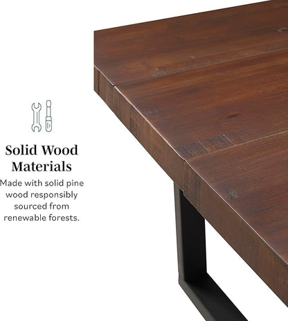 Walker Edison Durango Distressed Solid Wood Dining Table, 72 Inch, Mahogany