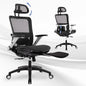 COLAMY Executive Mesh Office Chair with Footrest, Ergonomic Chair High Back with Adjustable Lumbar Support, Computer Desk Chair for Office/Work-Black