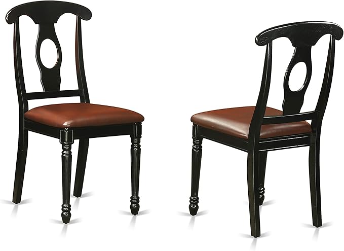 East West Furniture PLKE7-BCH-LC 7 Piece Dining Table Set Consist of an Oval Dinner Table with Butterfly Leaf and 6 Faux Leather Dining Room Chairs, 42x78 Inch, Black & Cherry