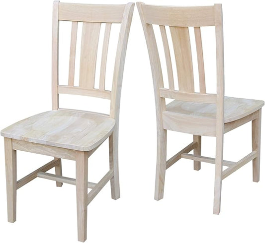 Set of Two San Remo Slat Back Dining Chairs, Unfinished