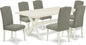 East West Furniture X027EN206-7 7 Piece Dining Room Furniture Set Consist of a Rectangle Dining Table with X-Legs and 6 Dark Shitake Linen Fabric Parsons Chairs, 40x72 Inch, Multi-Color