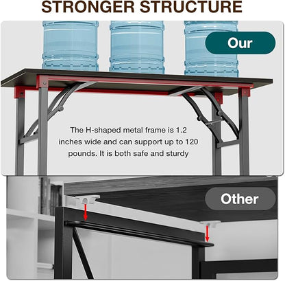 TEMI Small Computer Desk Folding Table - No Assembly, Compact 43.3" Foldable Desk with Power Outlets & USB Charging Port, Portable Small Office Desk, Ideal Mini Study Table, Charcoal Wenge