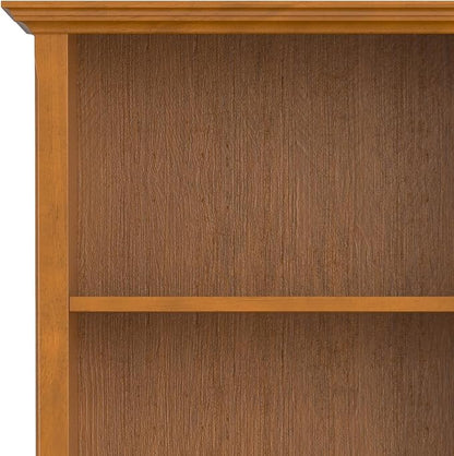 SIMPLIHOME Amherst Bookcase - 70 inch Tall 5-Shelf Solid Wood Bookshelf in Light Golden Brown, Transitional Storage for Living Room, Study Room or Office with Adjustable Shelves and Tapered Legs