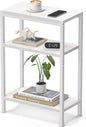 Narrow Side Table for Small Space, 3-Tier Small End Table with Shelf Holder, Slim Nightstand, Skinny Snack Couch Table in Living Room, Bedroom, Study, Kitchen and Balcony (White)