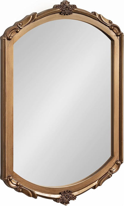 Kate and Laurel Berkshire Vintage Arched Wall Mirror, 24 x 36, Gold, Antique Ornate Arch Capsule Mirror with Detailed Frame Accenting and Classic Finish
