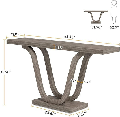Tribesigns Farmhouse Console Table, 55 Inch Wood Sofa Table Entryway Table, Modern Narrow Hallway Tables Foyer Tables for Entryway, Living Room, Light Grey