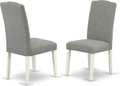 East West Furniture X077EN206-7 7 Piece Modern Dining Table Set Consist of a Rectangle Wooden Table with X-Legs and 6 Dark Shitake Linen Fabric Upholstered Chairs, 40x72 Inch, Multi-Color