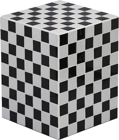 JONATHAN Y END2000K Callista 18" Modern Bohemian Ceramic Tiled Rectangle End Table, Side Table, Accent Table for Living Room, Bedroom, Light Gray/Black