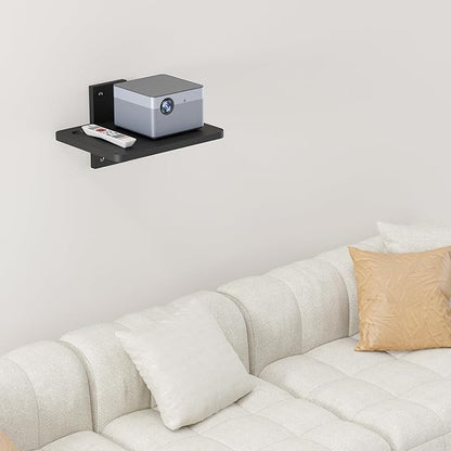 WALI Projector Wall Mount Shelf, Up to 22 lbs, Wooden Floating TV Stand DVD Stand Projector Stand Cable Box Stand Router Stand Game Stand Media Stand Living Room Stand Wall Mount (CS201NB), 1 Shelf