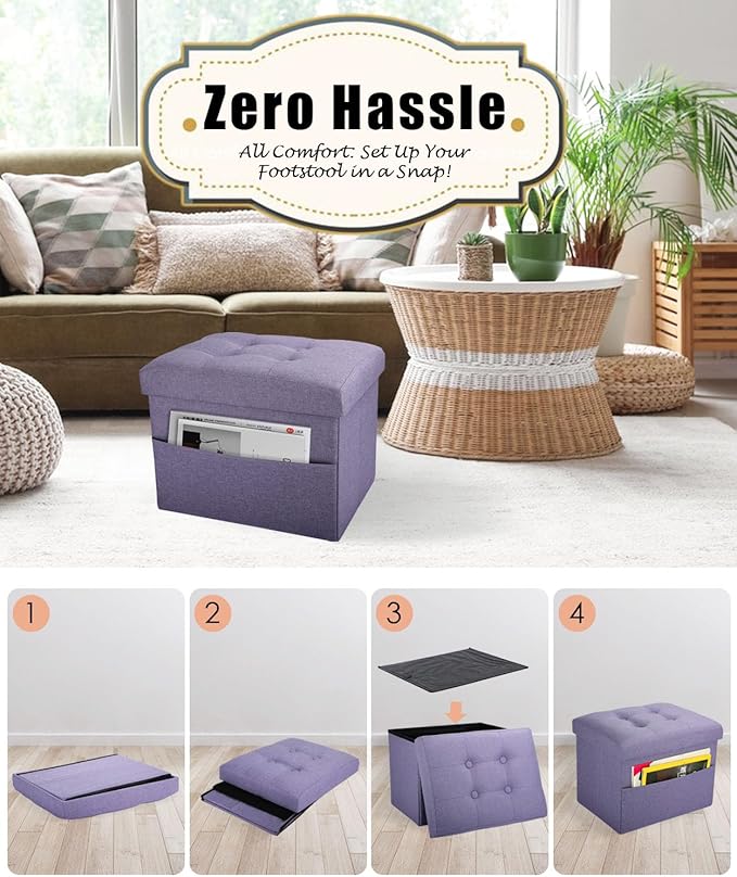 Ottoman Storage Ottoman Foot Rest Stool Foldable Bench with Storage Student Dormitory Bedroom and Entryway 17 X 13 X 13