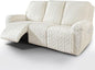 vctops 8 Pieces Geometric Jacquard Plush Recliner Sofa Covers Soft Fuzzy Fluffy 3 Seats Couch Cover Anti-Slip Sofa Slipcover Furniture Protector with Elastic Bottom for Kids Pet(Cream,3 Seat)