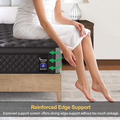 Twin Mattress, 14 Inch Medium Hybrid Mattresses Euro Top for Back & Lumbar Support, 100 Night Trial, Individual Pocket Spring Bed for Motion Isolation & Pressure Relief
